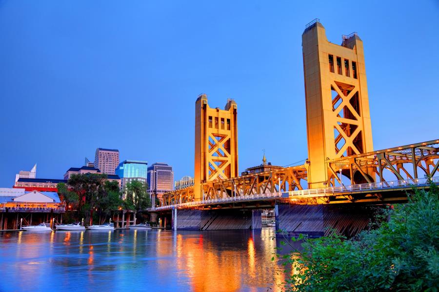 Sacramento bridge during sunset